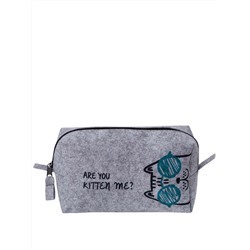 Пенал на молнии "CATS" Ms.GRAY", фетр светло-серый, 21х13х6см