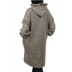 2247 GRAY GREEN Толстовка-платье женская (85% хлопок, 10% полиэстер, 5% спандекс)