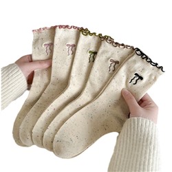 Tide, knee socks with bow, Japanese school skirt, with embroidery, mid-length