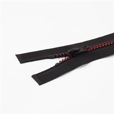 Молния «Трактор», №5, разъёмная, замок автомат, 60 см, чёрная, бордовая