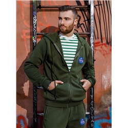 Теплый костюм цвета хаки с нашивкой