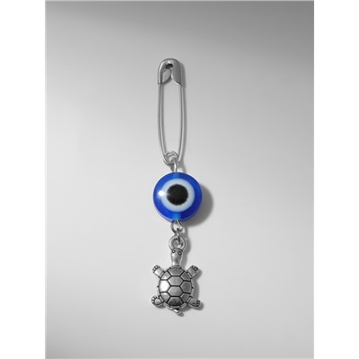 Булавка-оберег «На здоровье» черепаха, 2.2 см, синяя в серебре