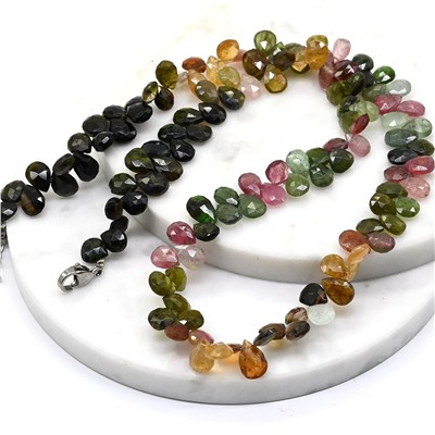 Бусы из Турмалина огранка капля 5*8мм, 45см, 28,5г