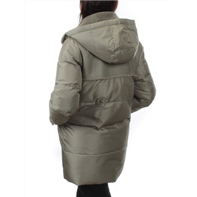 033 GRAY/GREEN Куртка зимняя облегченная женская (холлоффайбер 150 гр., искусственная дубленка)