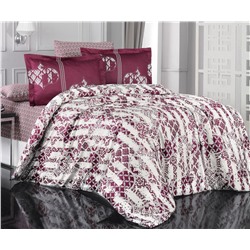 2 сп. Евро Комплект Постельного Белья Cotton Saten Alchera Fuşya - Altınbaşak