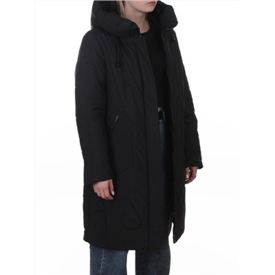 A618 BLACK Пальто зимнее женское (верблюжья шерсть, 120 гр. холлофайбер)