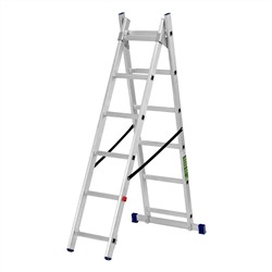 Лестница, 2 х 6 ступеней, алюминиевая, двухсекционная, Сибртех