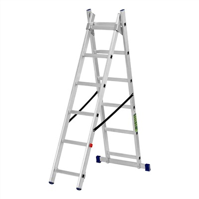 Лестница, 2 х 6 ступеней, алюминиевая, двухсекционная, Сибртех