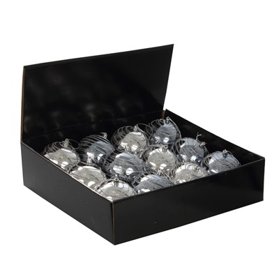 GAEM Набор из 12шт, Украшение новогоднее Шар "Спираль серебристая", D10 см, L44 W33 H11 см