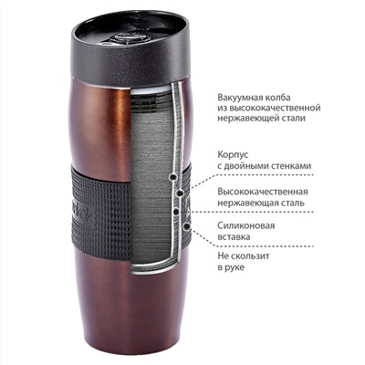 Термокружка вакуумная 400 мл Alpenkok AK-04002A коричневая