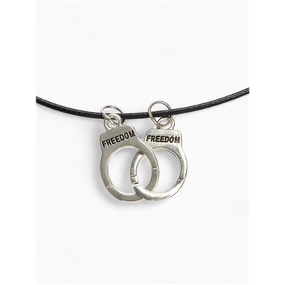 Кулон на шнурке «Наручники», цвет чернёное серебро на чёрном шнурке, 42 см