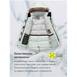 Куртка парка зимняя детская подростковая для девочки с капюшоном и мехом бирюзового цвета 9442Br