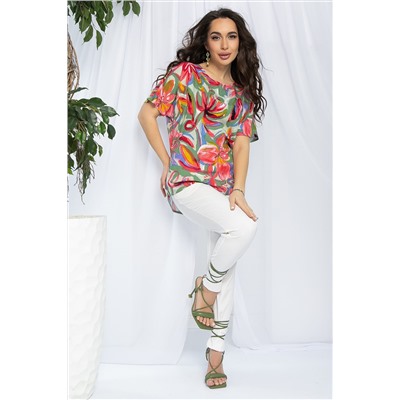 Блуза Маргоша (зелено-розовая) Б13153-16М