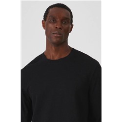 Longsleeve męski z fakturą kolor czarny