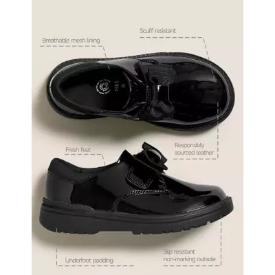Kids' Leather Freshfeet™ Bow School Shoes (8 Small - 1 Large)