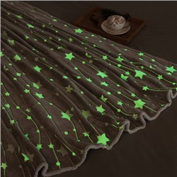 Плед светящийся в темноте Этель «Звездное небо» 200?220 см, корал-флис