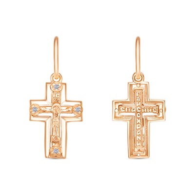 Крест с фианитом позолоченный серебро 925*