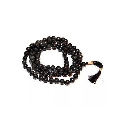 Чётки из Чёрного Агата: защита от зла (108 шариков), Black Hakik (Agate) Mala, произв. Kalyan Puja