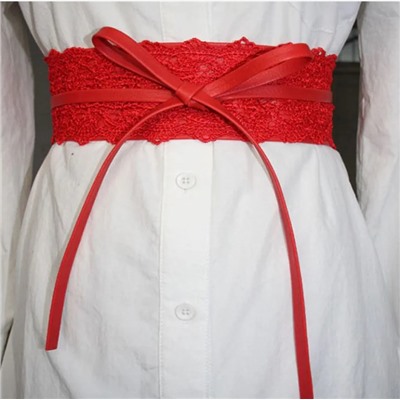 Ремень женский пояс кушак широкий с кружевом тип 2