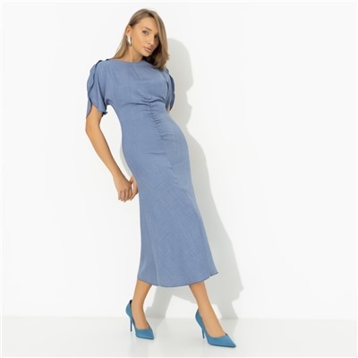 Платье с драпировкой и воланами, Прямое попадание (голубое)