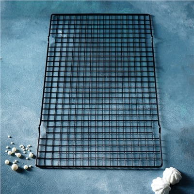 Решётка для глазирования и остывания кондитерских изделий KONFINETTA, 40×25×1.5 см, чёрная