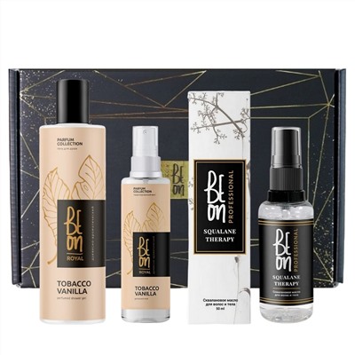 BeOn Уценка Подарочный набор для ухода за телом №15 / Royal Tobacco & Vanilla (гель 260 мл + мист 105 мл + масло 50 мл).