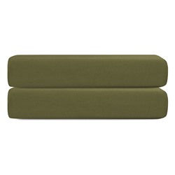 Простыня на резинке из сатина из коллекции Meditation, olive, 180х200х30 см