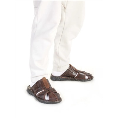 P2322-10 BROWN Тапочки мужские (натуральная кожа)