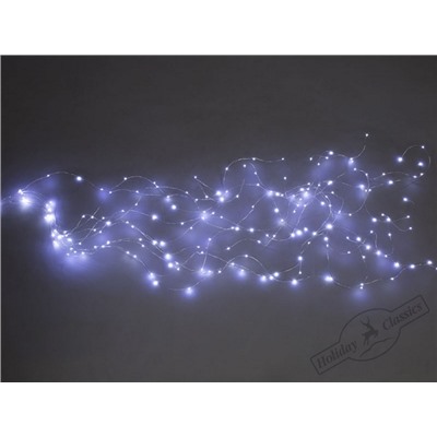 Электрогирлянда "Хвост кометы" 200 белых мини-LED огней, серебряный провод, 10 нитей, с адаптером DC5V-1A, 3 м