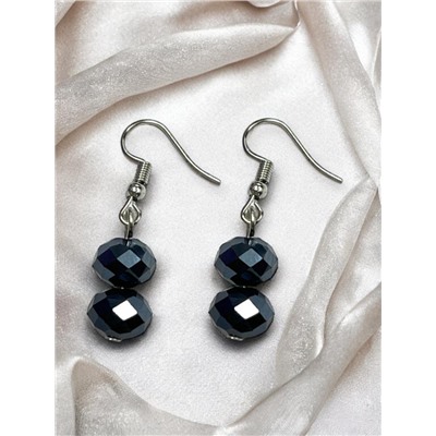 Комплект бижутерии "Хрустальная россыпь" , цвет синий гематитовый