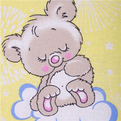 Постельное бельё BABY Мишки на облаках бело-жёлтый 112х147см, 110х150см, 60х60см, бязь 120г/м, , хлопок 100%
