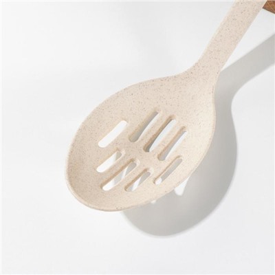 Ложка с прорезями Доляна «Беж», 28.5×6.2 см, бежевая