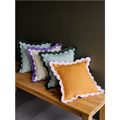Чехол на подушку с контрастным кантом зеленого цвета из коллекции Trendy Ruffles, 40х40 см