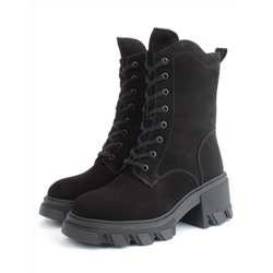 04-M2-5123 BLACK Ботинки зимние женские (натуральная замша, натуральный мех)
