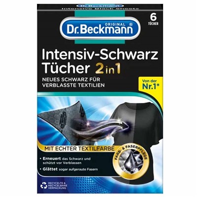Салфетки 3 в 1 для обновления черного цвета и ткани Dr. Beckmann, 6 шт.