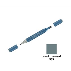 Маркер двусторонний для скетчинга Гамма "Студия", серый стальной, корпус трехгранный, пулевид./клиновид. наконечники