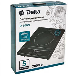 Плита индукционная 2000 Вт одноконфорочная, 5 программ, керамика DELTA D-300N