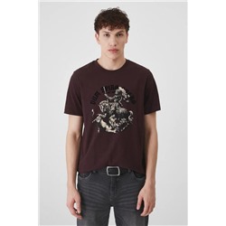 T-shirt bawełniany męski z nadrukiem  kolor fioletowy