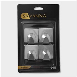Крючок на липучке SAVANNA «Квадрат», 4 шт, металл