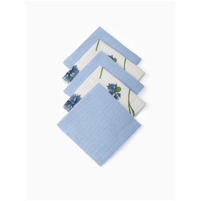 Набор платочков Крошка Я  Cornflowers (вид 1) 20*20 см-5 шт, муслин, 100 % хлопок