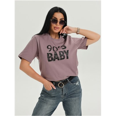 Футболка "Девяносто" пудра женская