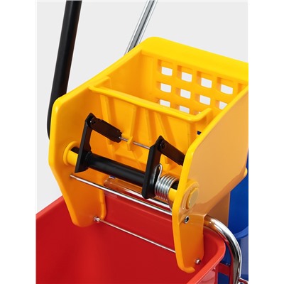 Тележка для уборки с отжимом и ведром, двухведерная, 46 л, на колёсах