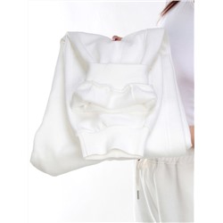 M023 WHITE Брюки спортивные женские на флисе (100% хлопок) 7986