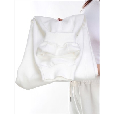 M023 WHITE Брюки спортивные женские на флисе (100% хлопок) 7986