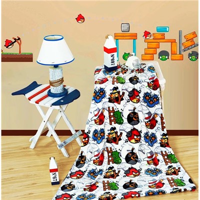 Декоративая подушка из велсофта  Энгри бердз серый