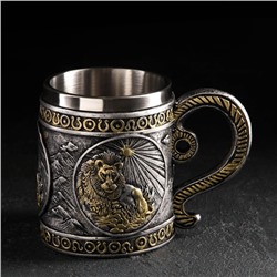 Кружка средневековая «Лев», 400 мл, нержавеющая сталь, серебристая