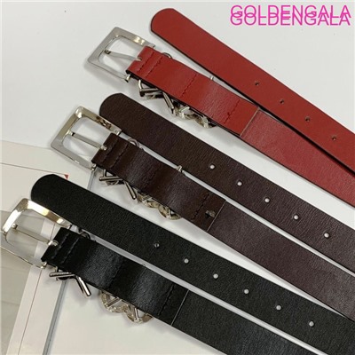 Ремень двусторонний темно-красный из экокожи 2,8х113 см Р26