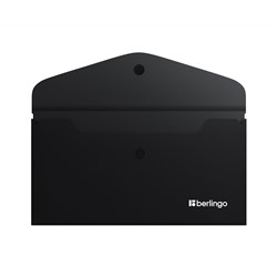 Папка-конверт на кнопке Berlingo "Soft Touch", C6, 200мкм, софт-тач, черная