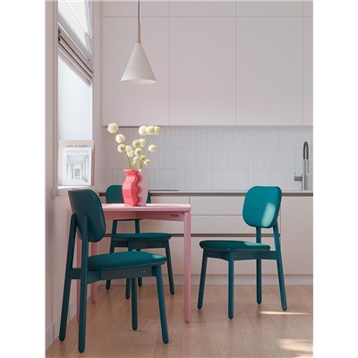 Стул с обивкой Saga, рогожка, сине-зеленый