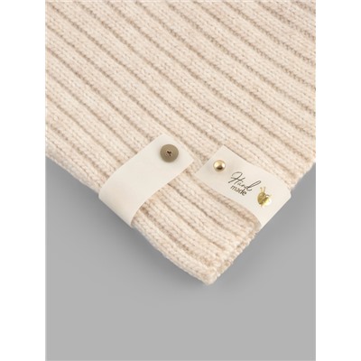 Бирка с кнопкой Hand made, 8×1.8 см, 10 шт., цвет золотой, белый